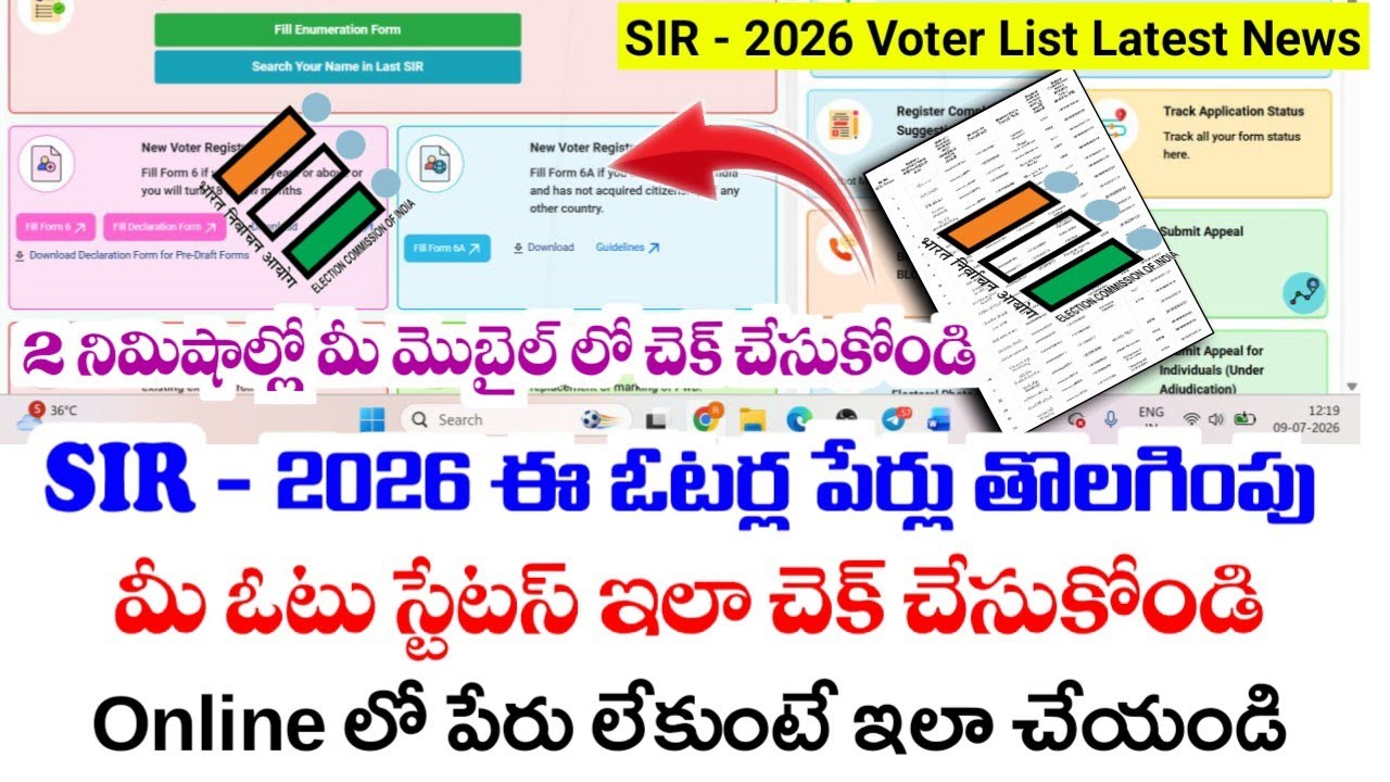 SIR - 2026 ఈ ఓటర్ల పేర్లు తొలగింపు|SIR-2026 Voter List|SIR - 2026 Voter List Online Status 2026|