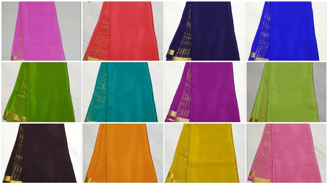 Exclusive Collection Of Pure Mysore Crepe Silk Sarees With Multi Color Simple Border