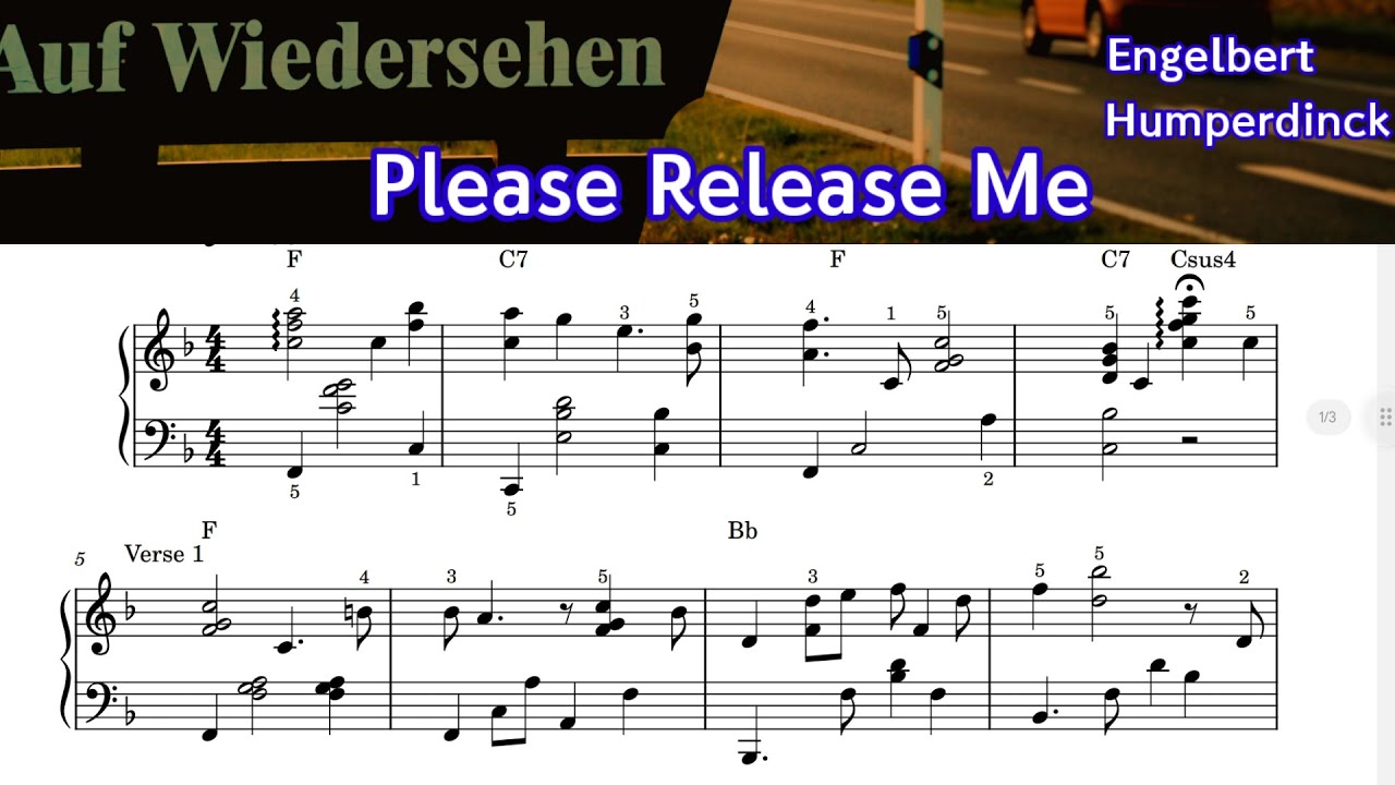 Please. Release Me/  Engelbert  Humperdinck/ Piano Sheet Music /  by SangHeart Play
