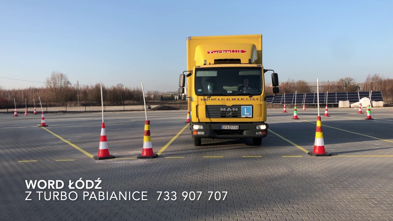 Zadanie egzaminacyjne kategorii C parkowanie prostopadłe tyłem w Word Łódź z Turbo Pabianice