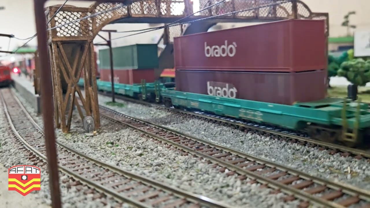 Trem double stack da Brado. Agora filmado por baixo da passarela.