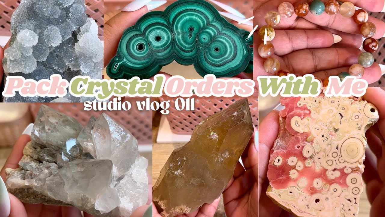 Pack Crystal Orders with Me! Crystal Business Studio Vlog! Crystal Studio Vlog #011 ColdbrewCrystals