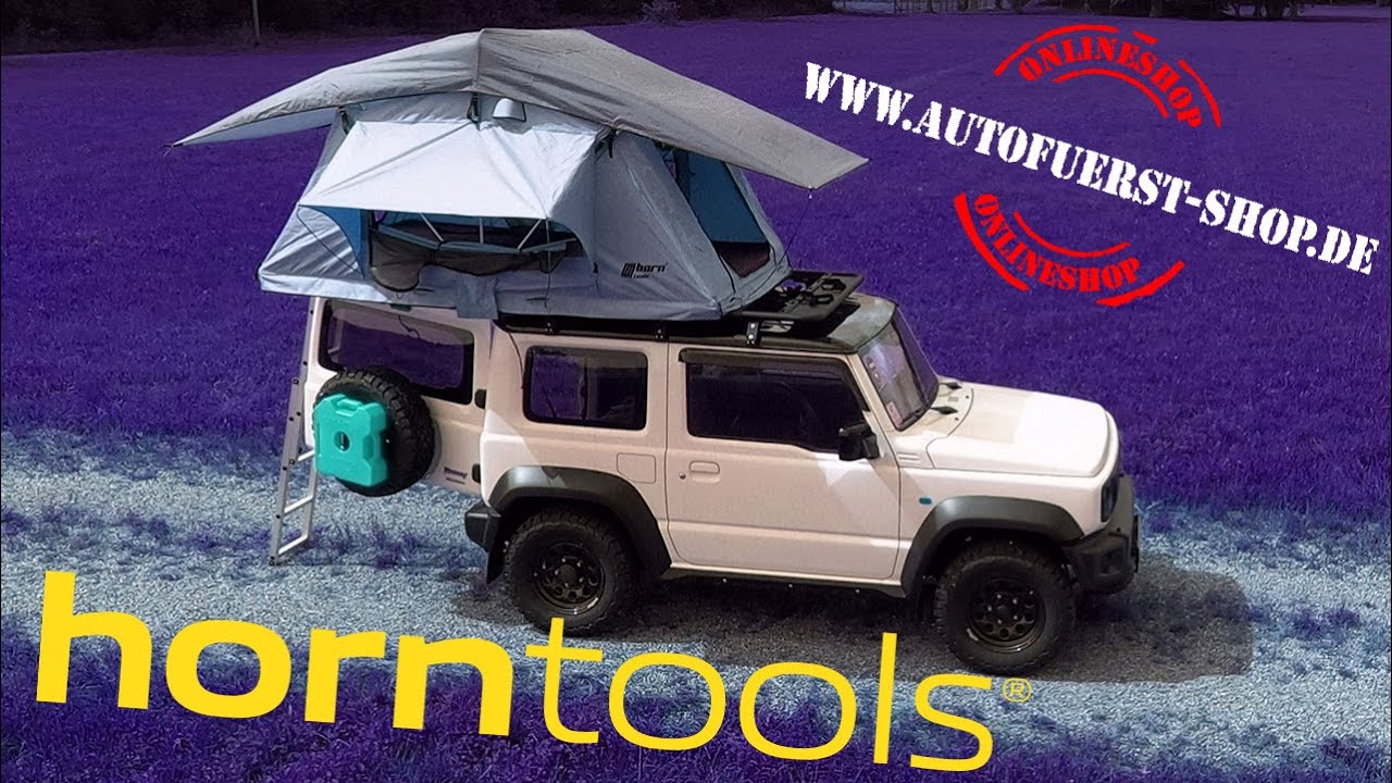 SUZUKI Jimny mit horntools Dachzelt Trapper Joe, Dachträger Navis, Rockslider und Unterfahrschutz