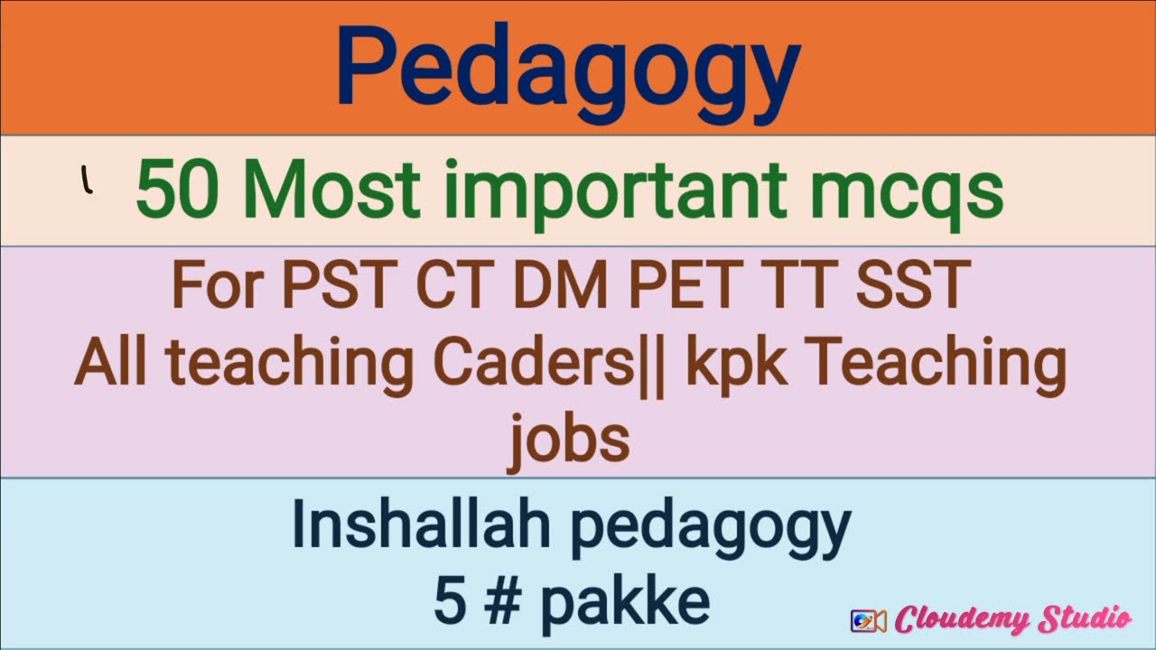 Pedagogy Important Mcqs|| Kpk Teaching jobs|| ETEA past paper Mcqs