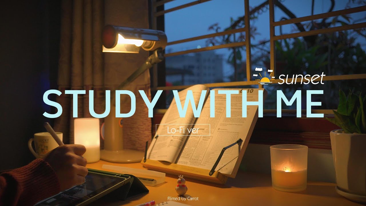 1-HOUR STUDY WITH ME | Relaxing Lo-Fi  | Pomodoro 30/5 | My room at sunset 🌅