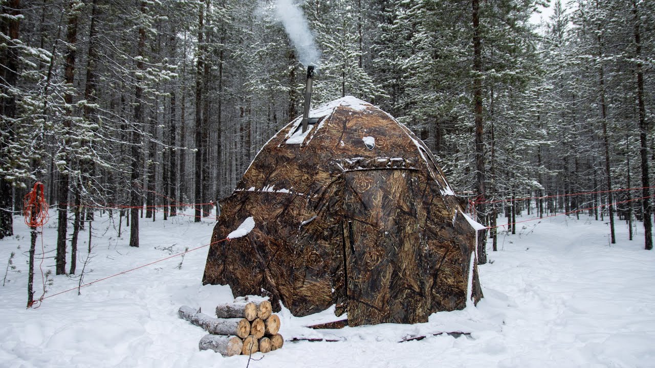 Surviving the Snow with My Husky - Hot Tent Camping in the Woods