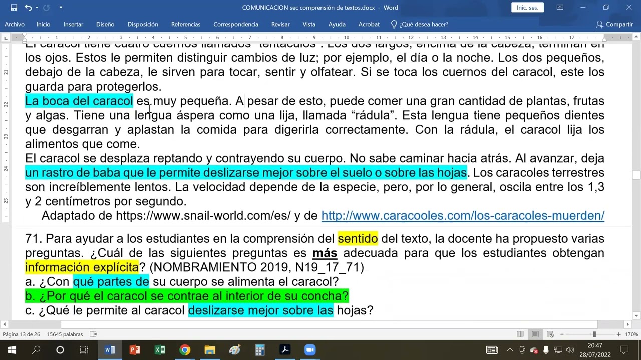 Niveles de lectura en el área de Comunicación