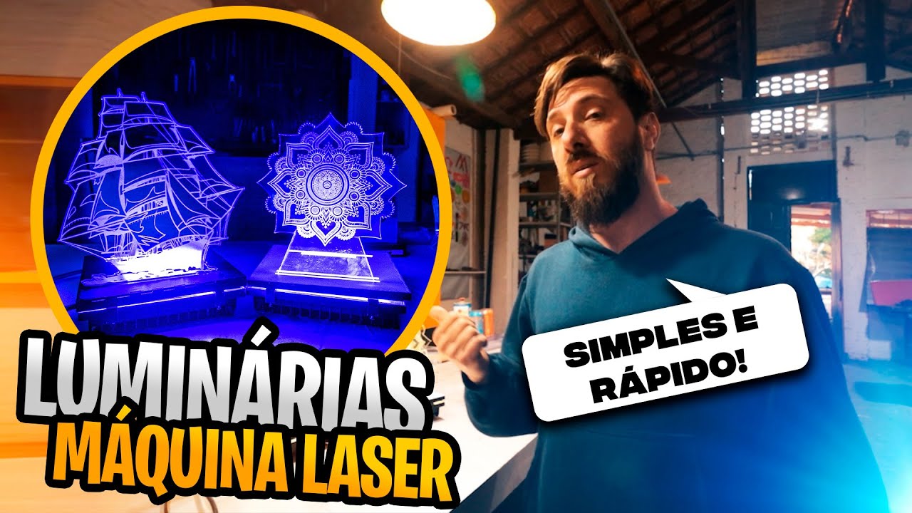 Como Fazer Luminária de Acrílicos com Led 3D com uma Máquina de Corte a Laser