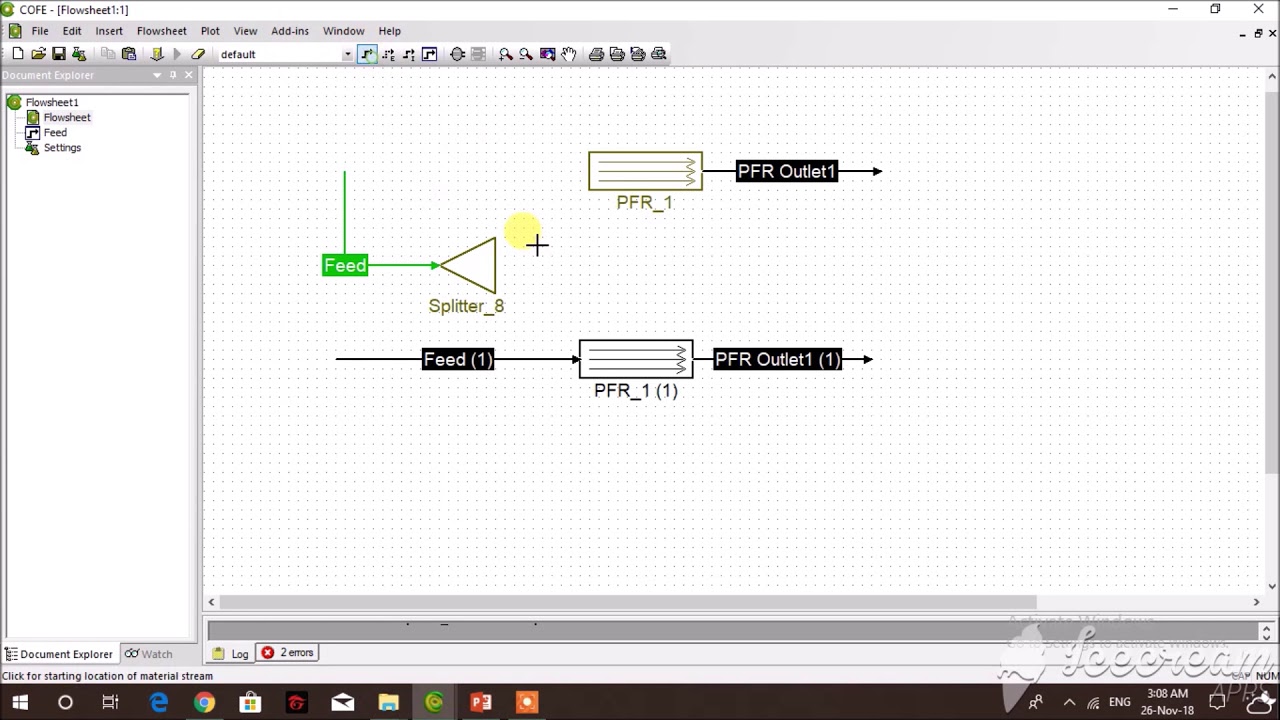 Simulation of Plug Flow Reactor and Flash Distillation by COCO