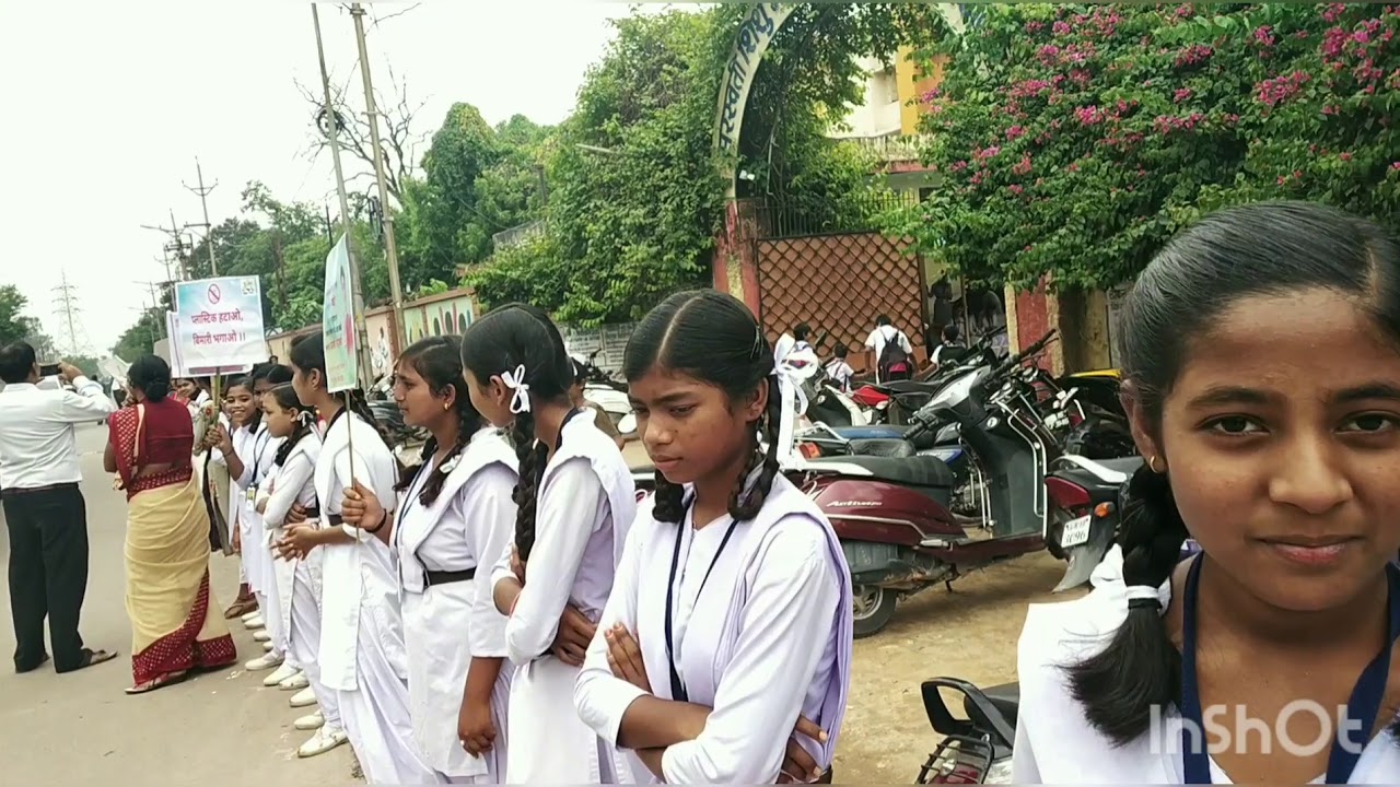 A cleanliness awareness rally. Saraswati Hr.Sec.School C.S.E.B.korba