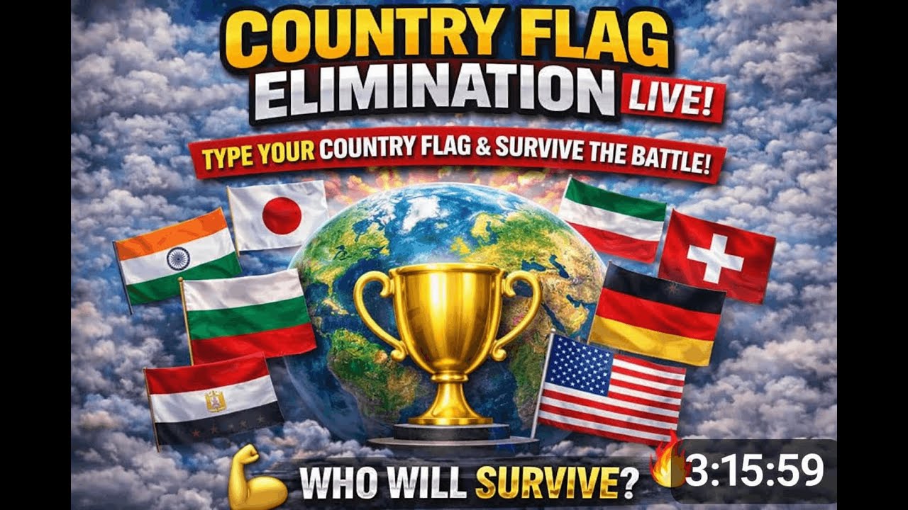 Country Flag Elimination LIVE 🌍 | Type Your Country Flag & Survive the Battle!
