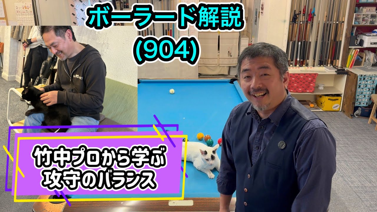 【ネコとビリヤード】カイバのボーラード解説(904)キキが膝に乗るのは超レア