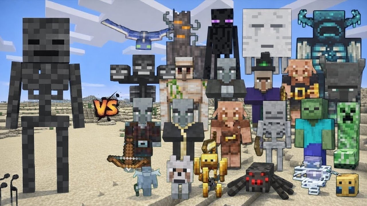Wither Skeleton vs Every mob in Minecraft (Java Edition) - Minecraft 1.19 Wither Skeleton vs All Mob