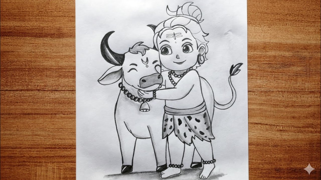 Cute Baby Shiva with Nandi Drawing | Easy Pencil Sketch Step by Step | Amazing AJ 26 Art's