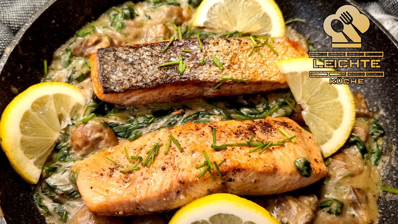 Sie werden dieses Fischgericht lieben, Low Carb | Lachs mit Spinat und Pilzen