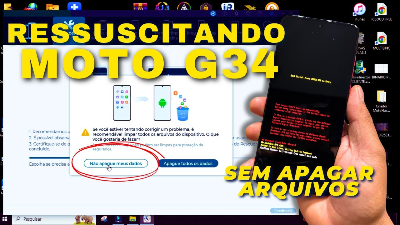 Revivendo MOTO G34 SEM PERDER OS DADOS DO USUÁRIO, SEM APAGAR ARQUIVOS!