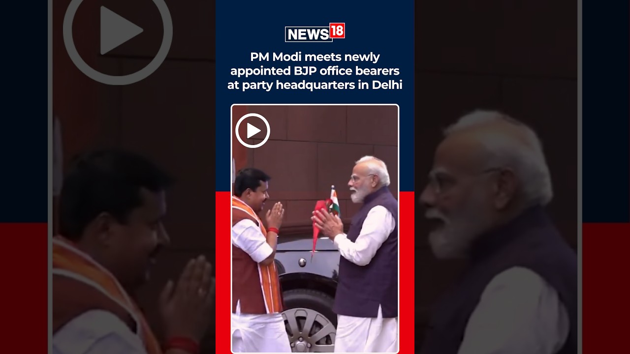 PM Modi Arrives at BJP Headquarters to Meet Newly Appointed Office Bearers | N18S