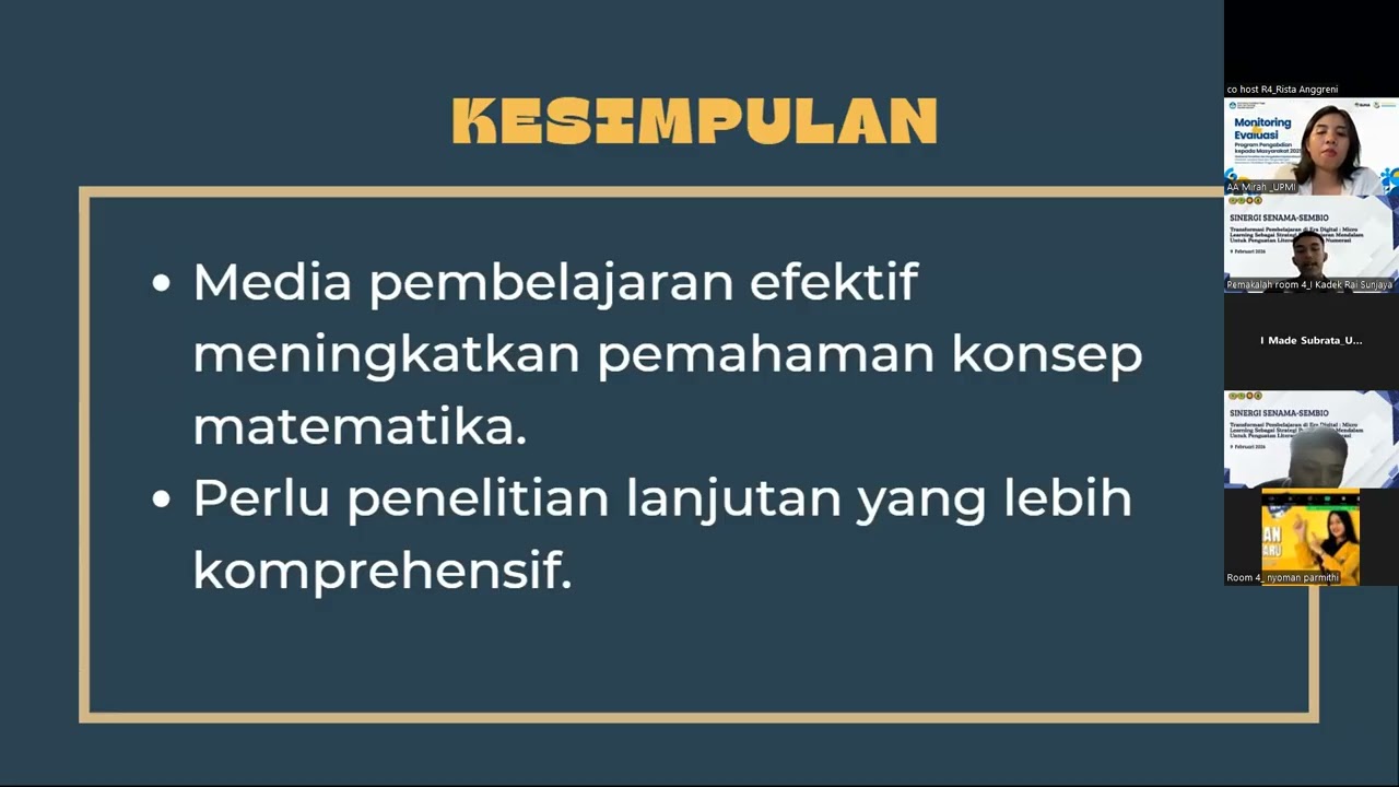 SEMINAR SINERGI SENAMA - SEMBIO 2026| Prosiding Room 4