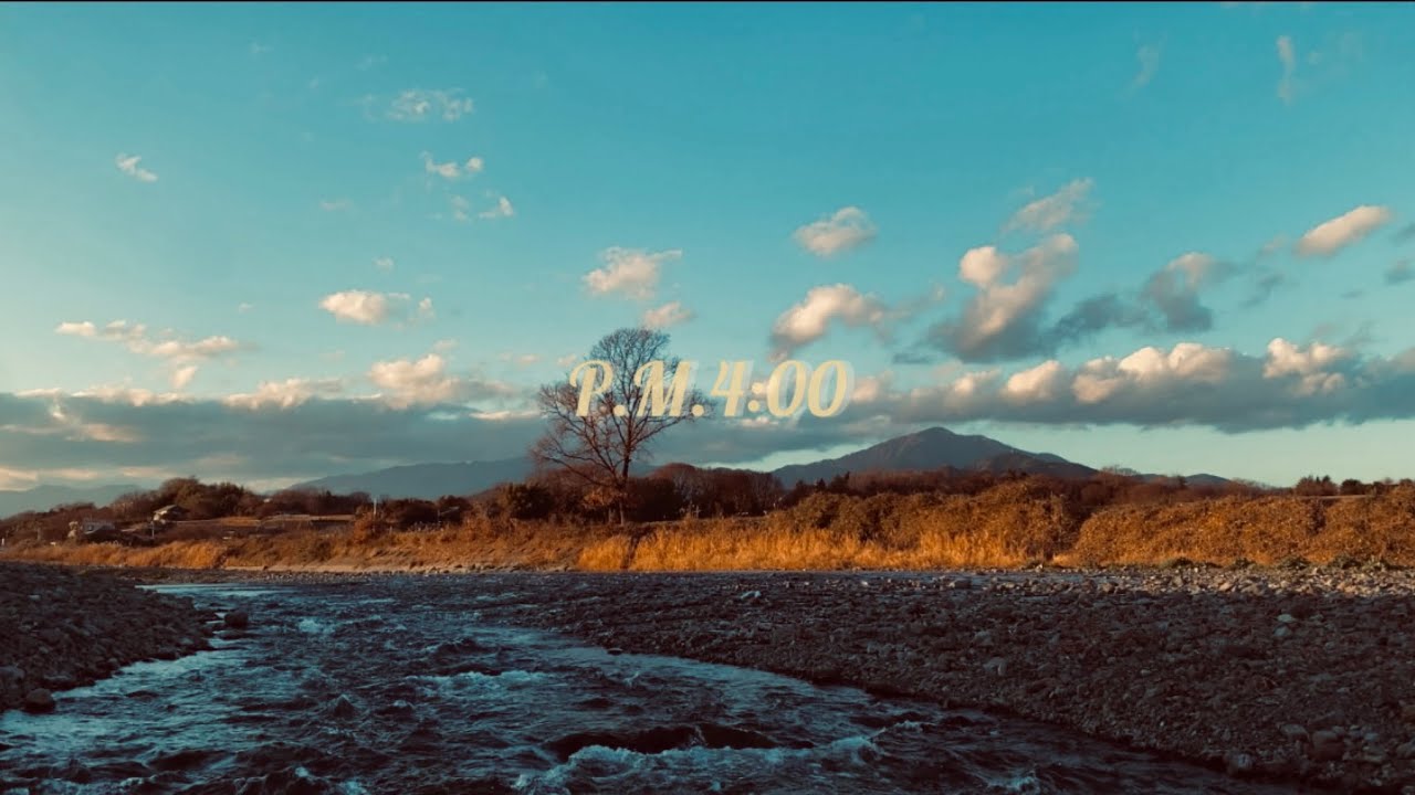 | 4K healing | Sound of Rivers at sunset | nature bgm for relaxing  | 夕日が沈む瞬間と川の音