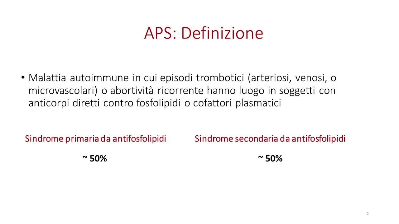 Criteri ACR/EULAR 2023 per la classificazione della  Sindrome da Anticorpi Antifosfolipidi