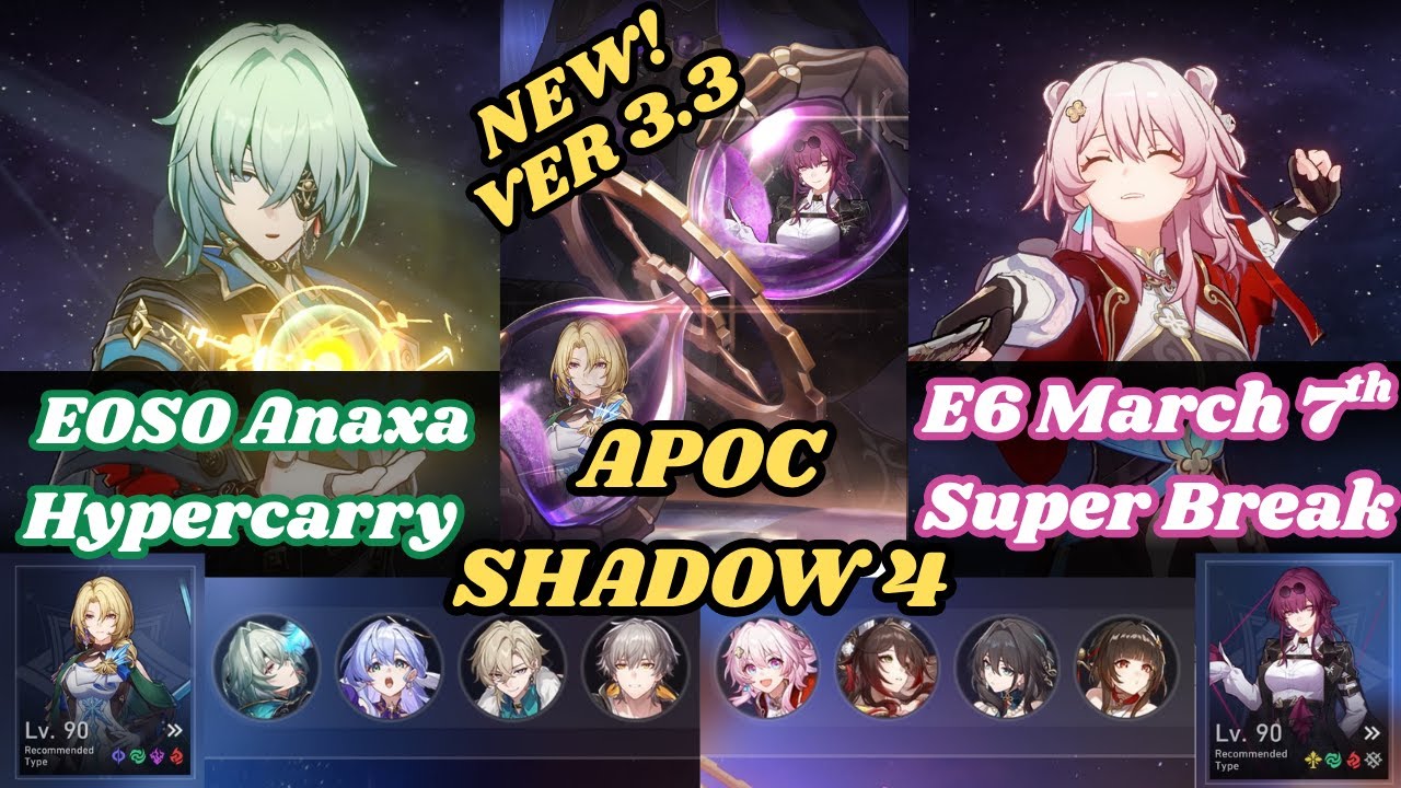 E0S0 Anaxa Hypercarry & E6 March 7th Super Break | New Apocalyptic Shadow 4 | Honkai Star Rail 3.3