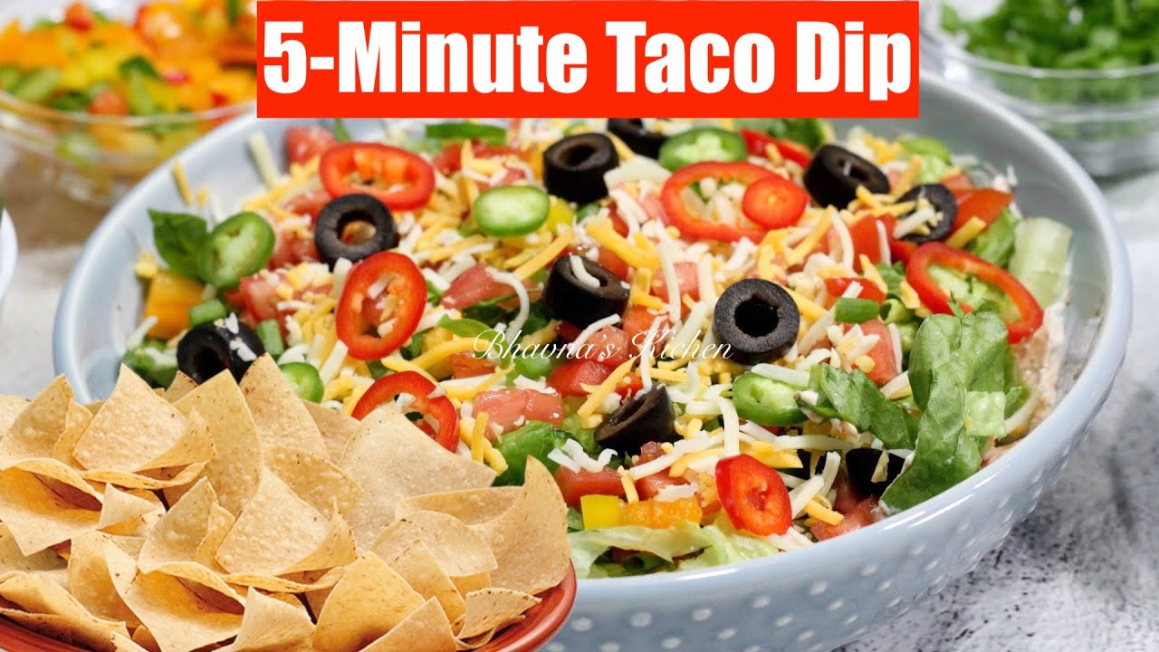 5-Minute How to Taco Dip Make-ahead + Seasoning & Festive Salsa Video Recipes Bhavna's Kitchen
