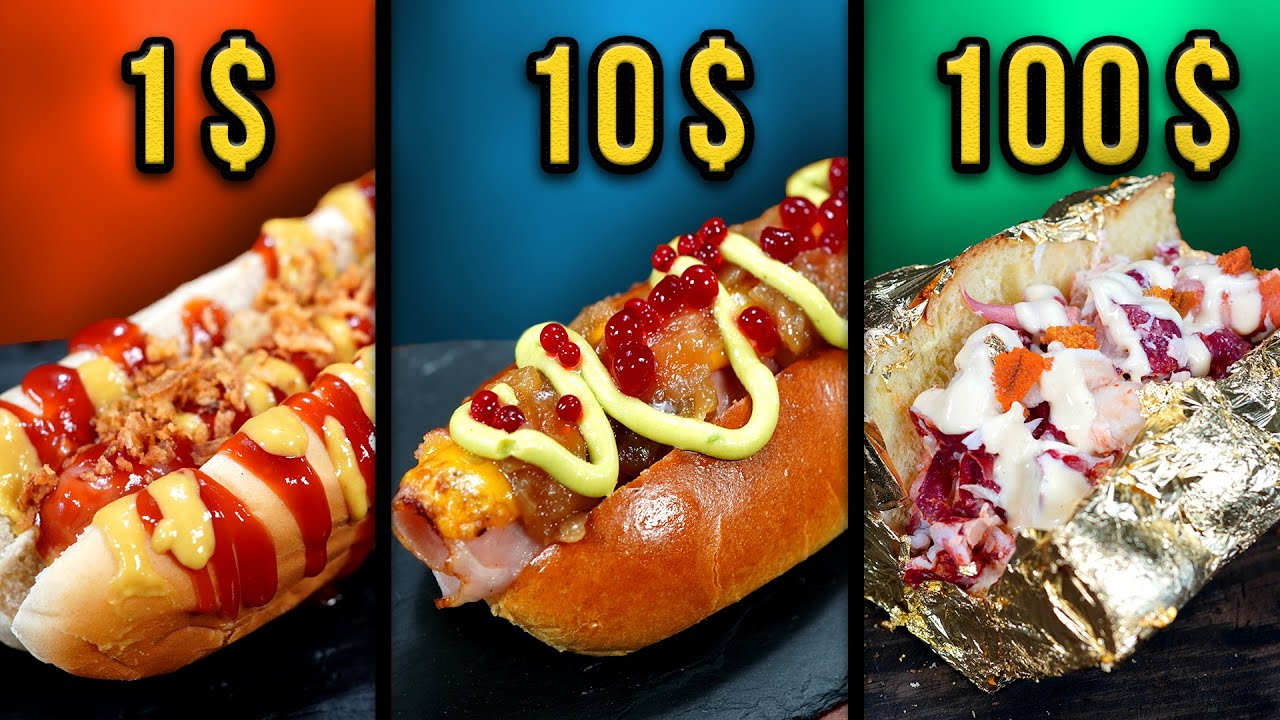 1€ vs 10€ vs 100€ HOT DOG🌭  ¿Merecerá la pena?
