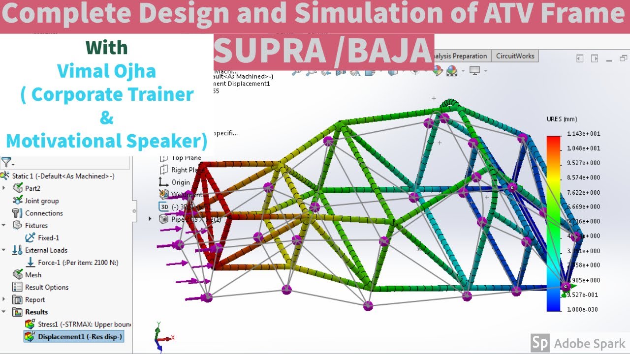 Design and Simulation of ATV Frame| ATV training| ATV frame design in Solidworks