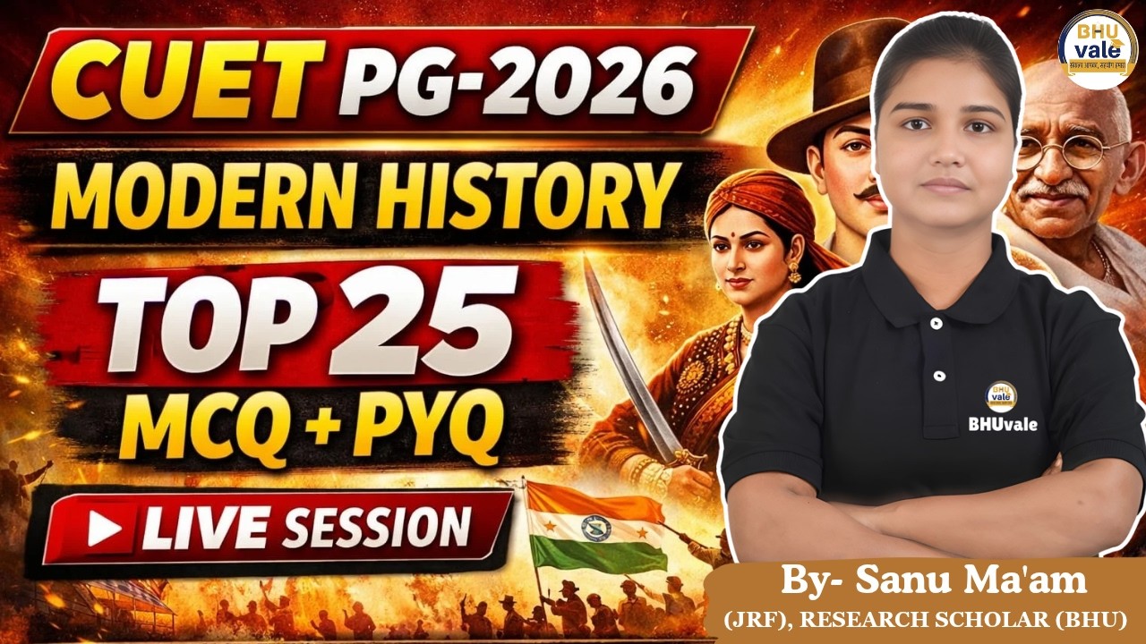 CUET PG 2026 | MODERN HISTORY TOP MCQ + PYQ | LIVE SESSION WITH SANU MA'AM | #cuetpg2026 #bhuvale