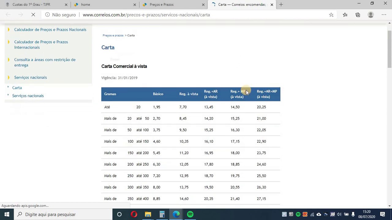 GUIA DE CITAÇÃO OU INTIMAÇÃO VIA POSTAL + DESPESAS POSTAIS TJPR PROJUDI PR