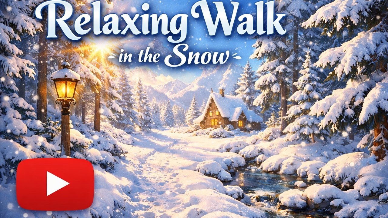 Relaxing Walk in the Snow | Nature Sounds | 4K