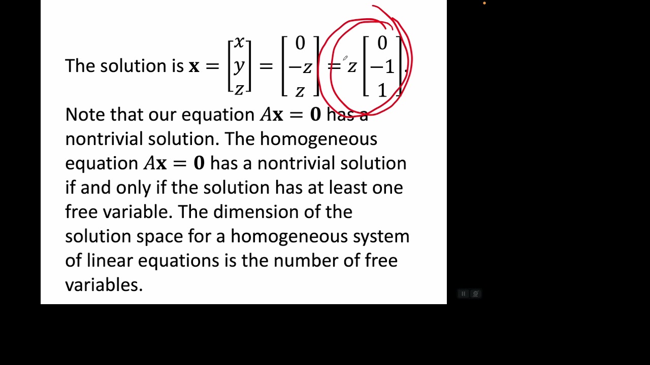 Solutions to Homogeneous and Non-Homogeneous Linear Systems