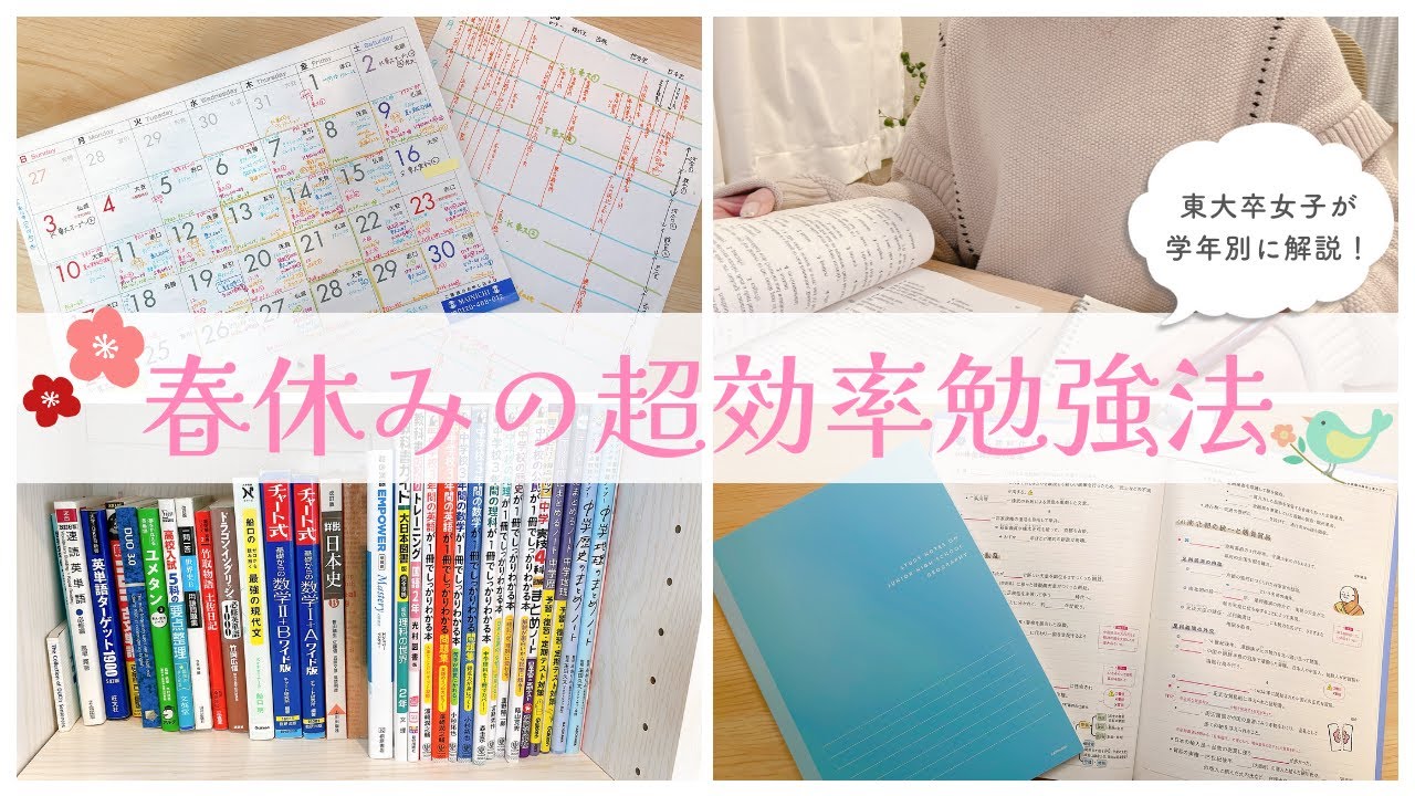 【春休みの勉強法＆新学期準備】小中学生•高校生•浪人生•大学生の過ごし方を東大卒女子が学年別に解説🍡