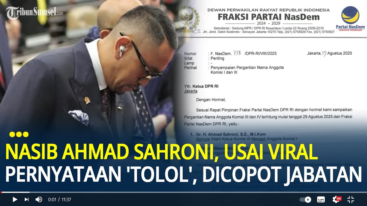 Nasib Ahmad Sahroni, Usai Viral Pernyataan 'Tolol', Dicopot dari Posisi Wakil Ketua Komisi III DPR