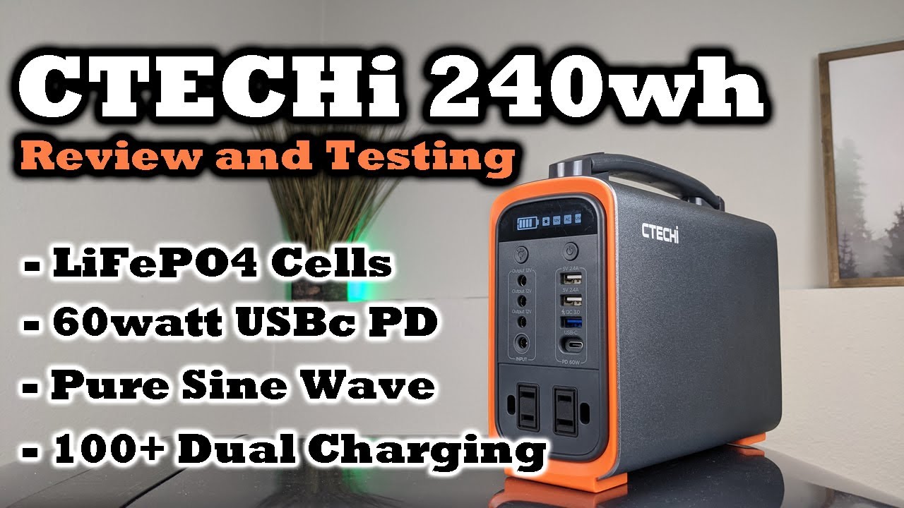CTECHi 240wh Power Station - Full Testing and Review Video - LiFePO4, USBc, Pure Sine Wave