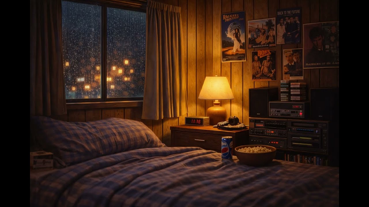 ✨Rainy Night in 80s Bedroom⎜Late Night Ambience⎜80s Instrumental 🌴@TheNeonCassette