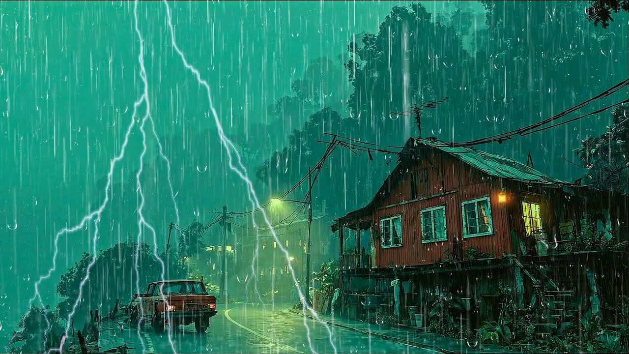 Lluvia Intensa con Truenos Fuertes de Noche para Dormir Profundamente y Aliviar el Insomnio