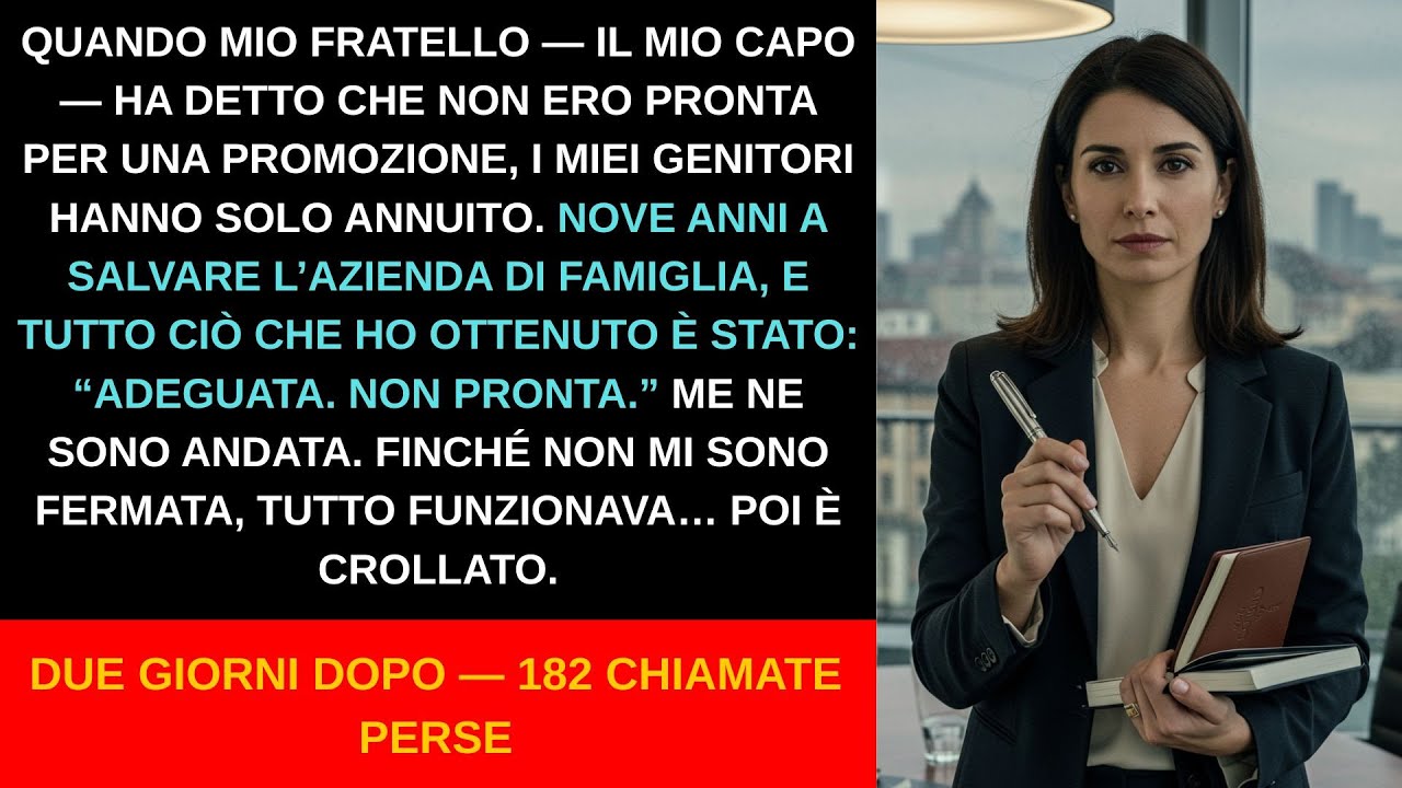 Mio fratello disse che non ero pronta per la promozione. Me ne andai. Due giorni dopo 182 chiamate.