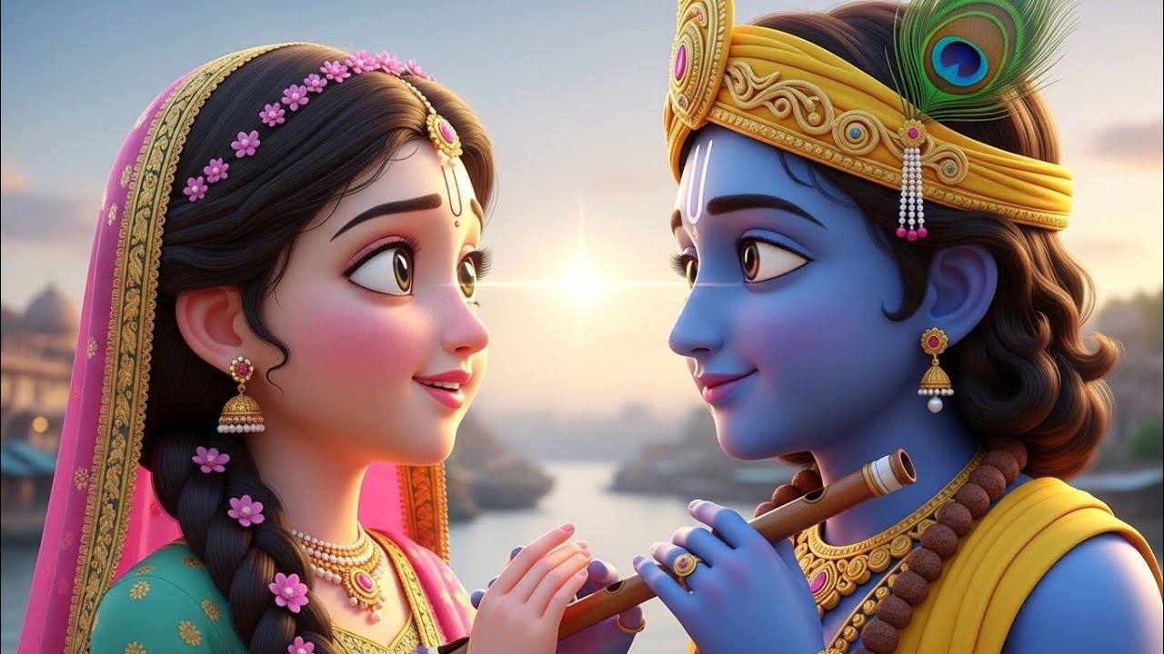 जब राधा ने पहली बार कृष्ण को देखा 😍 राधा और कृष्ण का अद्भुत मिलन #RadhaKrishna #BhaktiKahani #bhakti