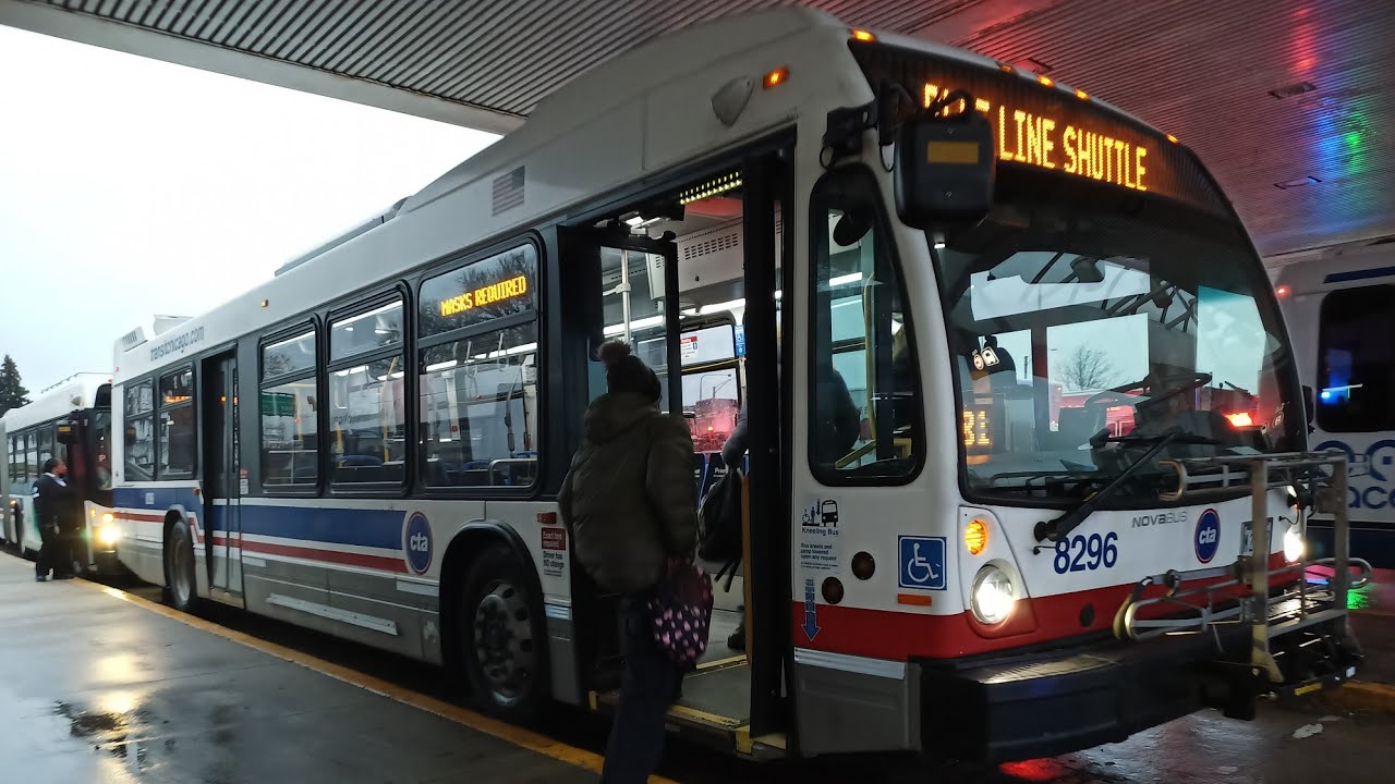 Ride On CTA Nova Bus LFS 8296 On the Blue Line Shuttle to O'Hare Shuttle Bus Center
