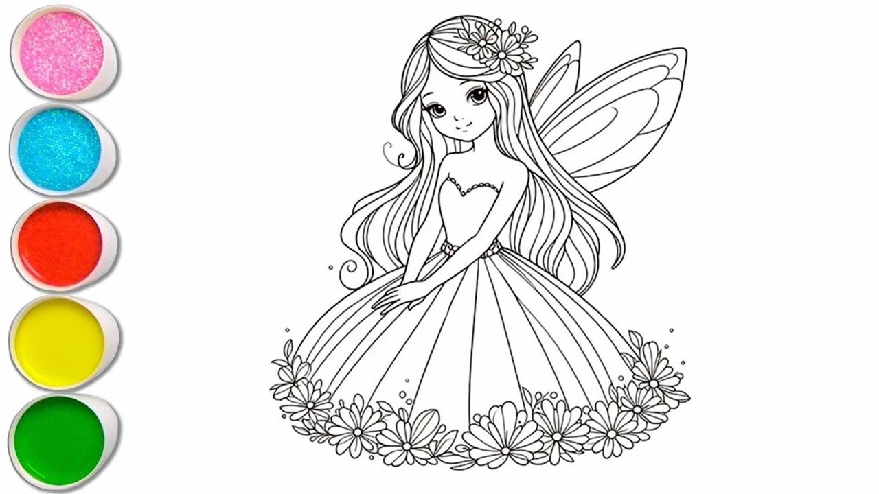 Cute Fairy Girl Drawing for kids, Painting & Coloring for kids, Toddlers | Let's Draw Together