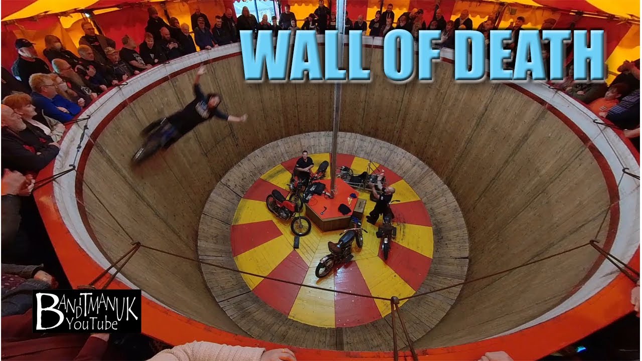 Girl Rides the Wall of Death. Insta 360 view. Stafford Classic Bike Show 2021