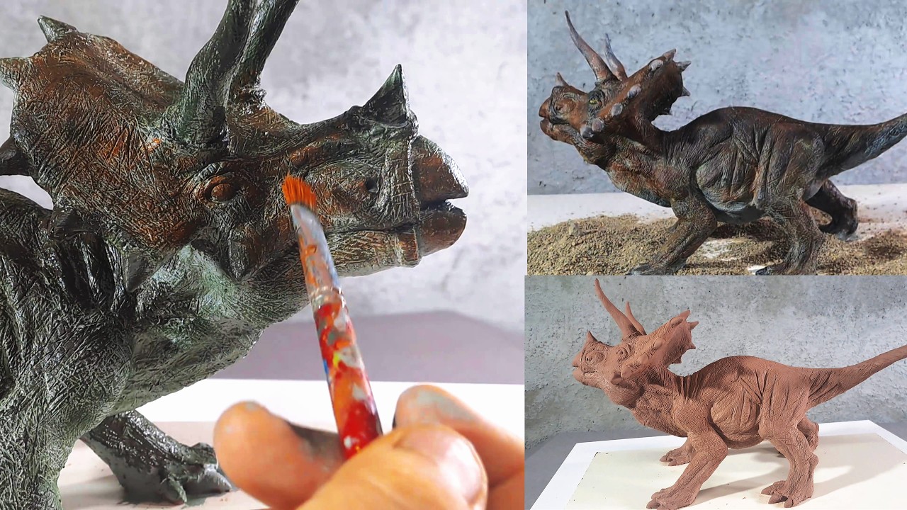 Jurassic Park Triceratops Sculpture | Monster Clay Dinosaur Sculpting