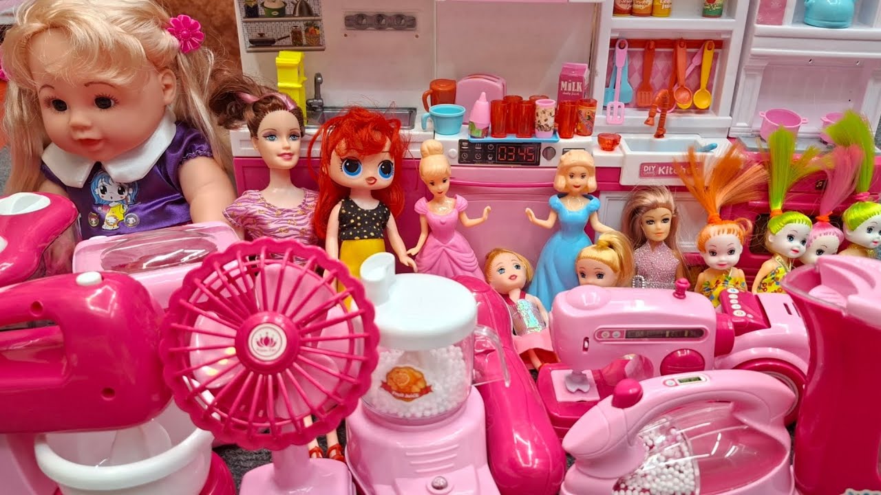 13.Minutes Satisfying with Unboxing Barbie Princess Pink Kitchen,Rock Bed Play Set Review Toys｜