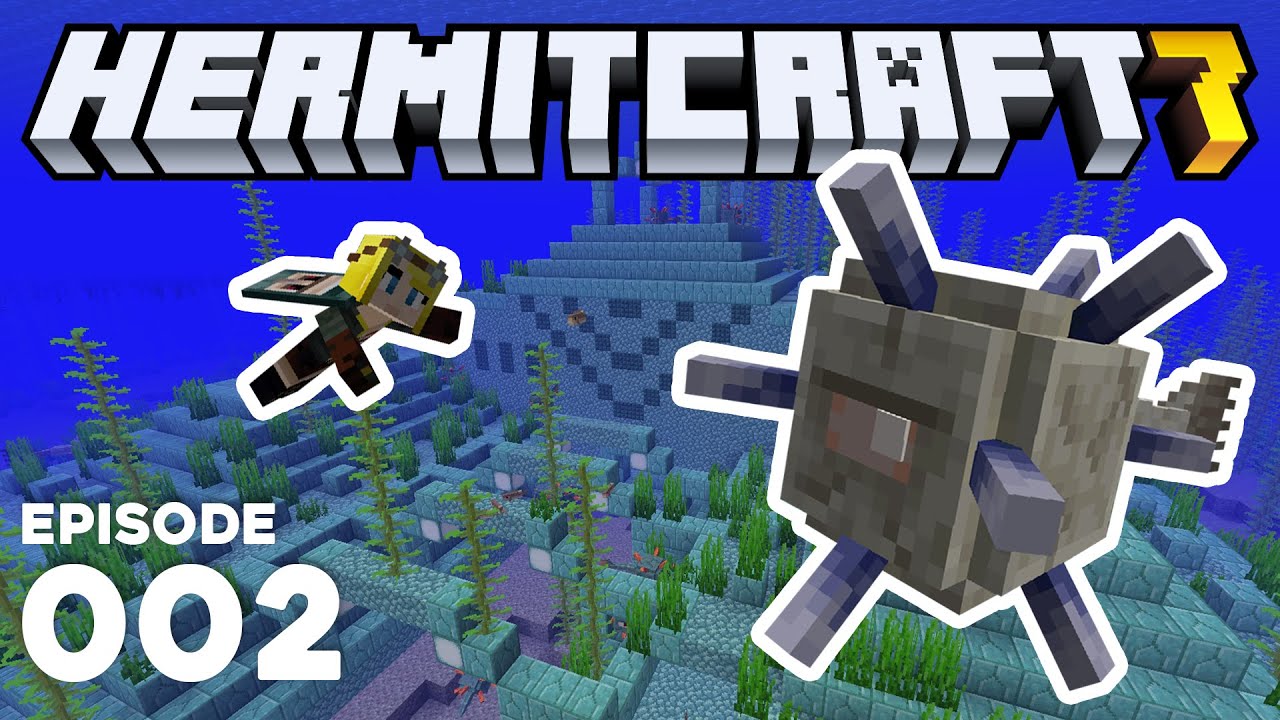 Hermitcraft 7 002 | ZOMBIE HACKS & GUARDIANS ATTACK! 🧟🐟