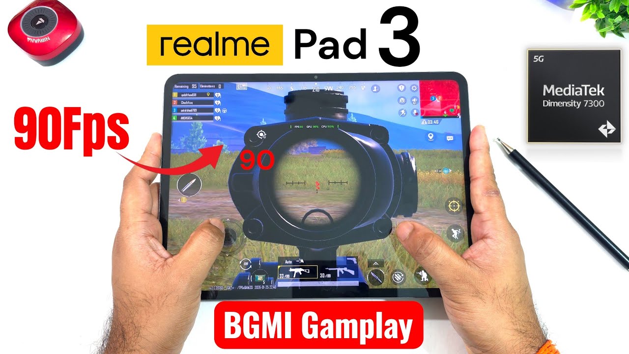 Обзор игрового процесса Realme Pad 3 90fps BGMI 🔥🔥🚀🚀🚀 #realmepad3