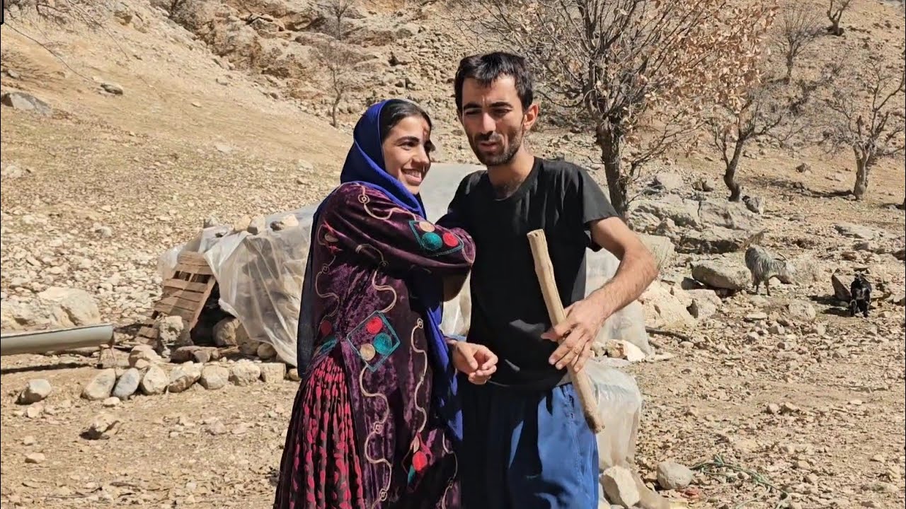 Davoud and Akram in the Great Mountain, nomadic life, family happiness