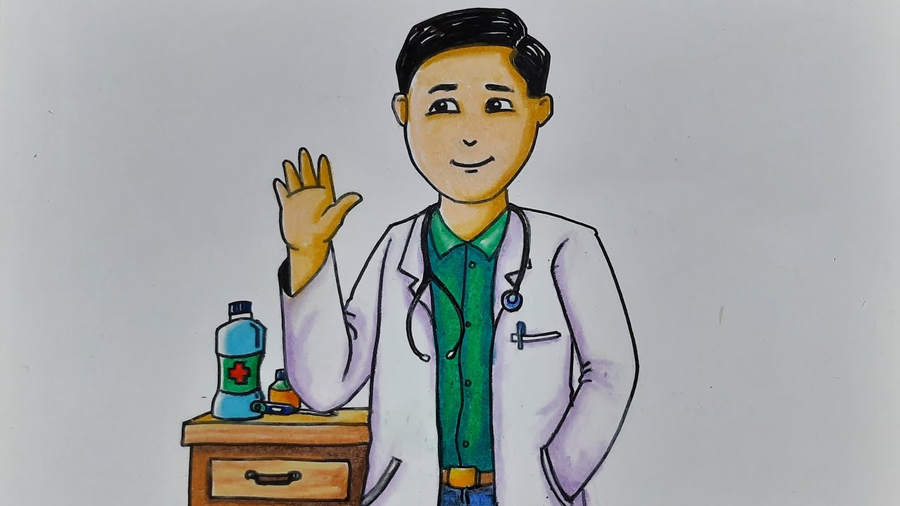 TUTORIAL MUDAH GAMBAR DOKTER // CARA MUDAH GAMBAR ORANG // KARTUN DOKTER // GAMBAR DOKTER