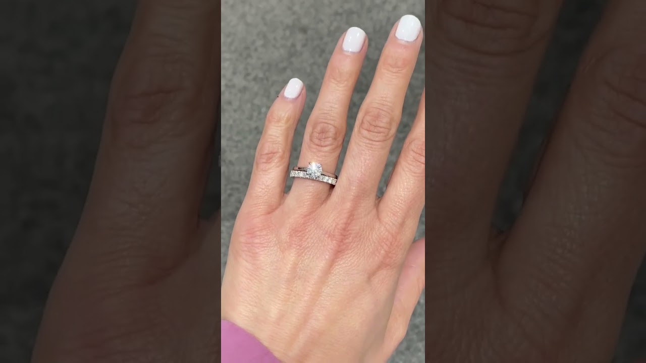 1-carat round solitaire engagement ring & wedding band