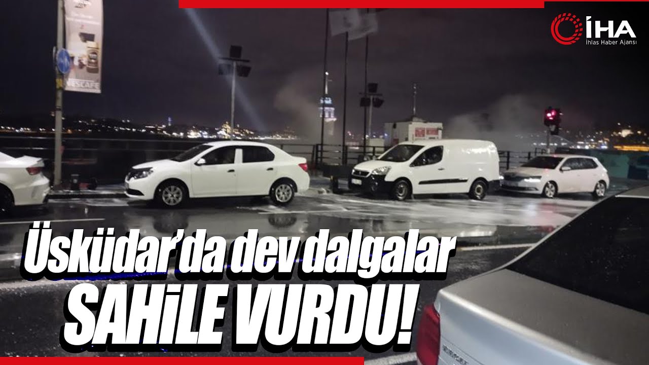İstanbul'u Fırtına Vurdu: Üsküdar Sahilde Dev Dalgalar Oluştu
